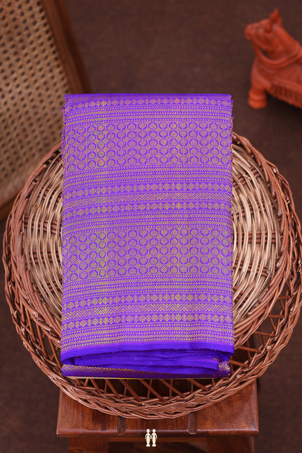 Kanchipuram Silk Saree In Royal Purple With Brocade Design