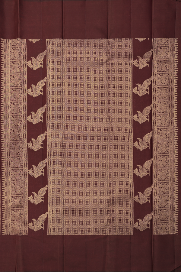 Kanchipuram Silk Saree In Coffee Brown With Brocade Design