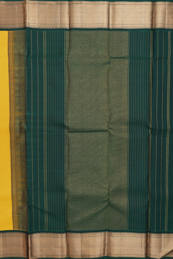Kanchipuram Silk Saree In Honey Yellow With Contrast Border