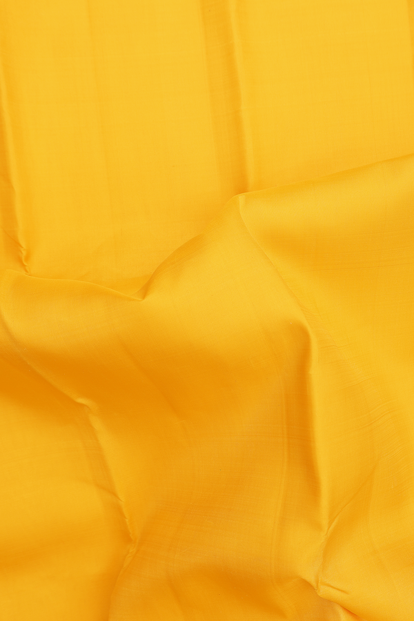 Kanchipuram Silk Saree In Honey Yellow With Contrast Border
