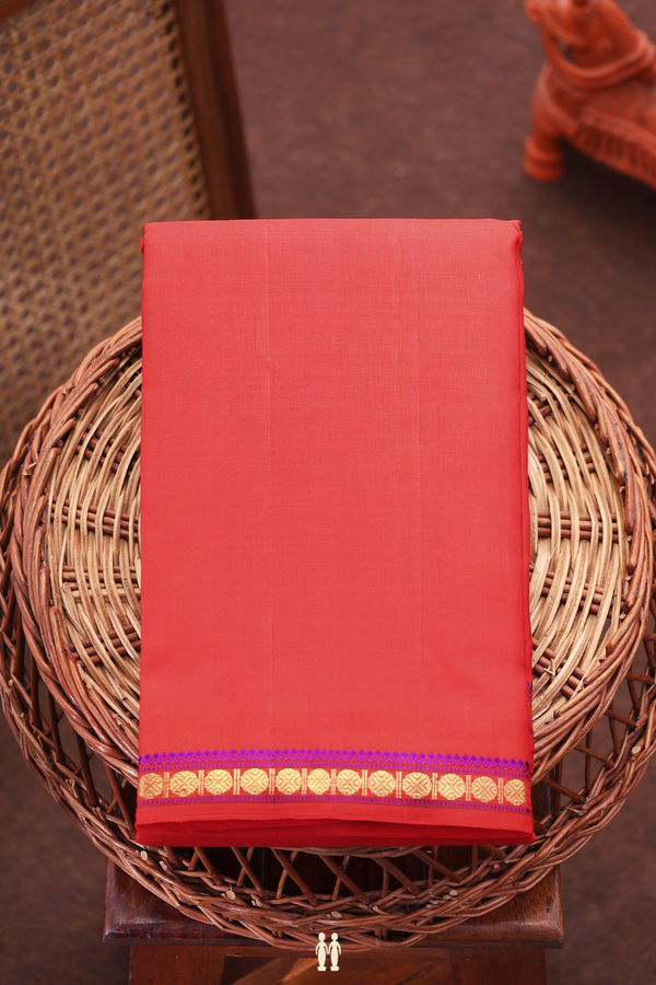 Kanchipuram Silk Saree In Scarlet Red With Zari Border