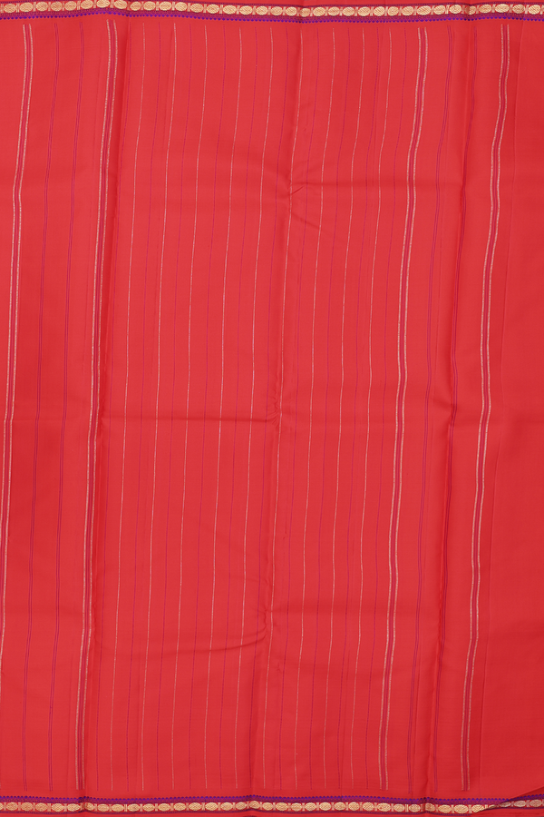 Kanchipuram Silk Saree In Scarlet Red With Zari Border