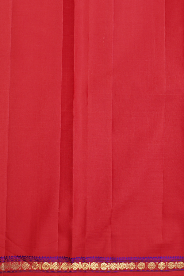 Kanchipuram Silk Saree In Scarlet Red With Zari Border