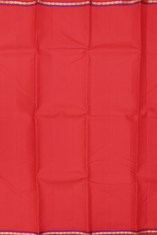 Kanchipuram Silk Saree In Scarlet Red With Zari Border