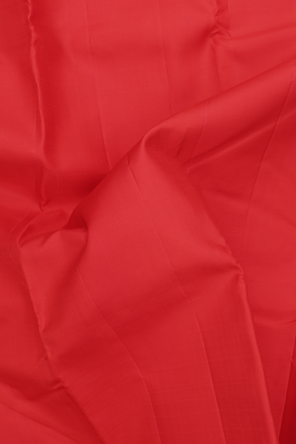 Kanchipuram Silk Saree In Scarlet Red With Zari Border