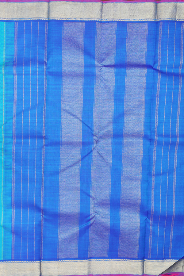 Kanchipuram Silk Saree Blue And Green With Paai Madippu Kattai