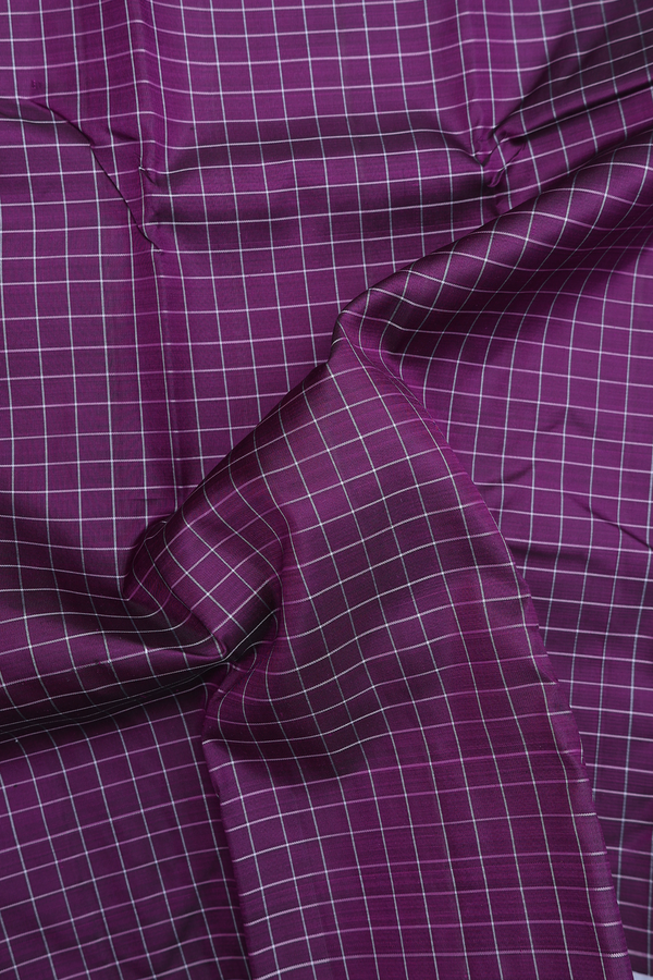 Kanchipuram Silk Saree In Grape Purple With Checks Design