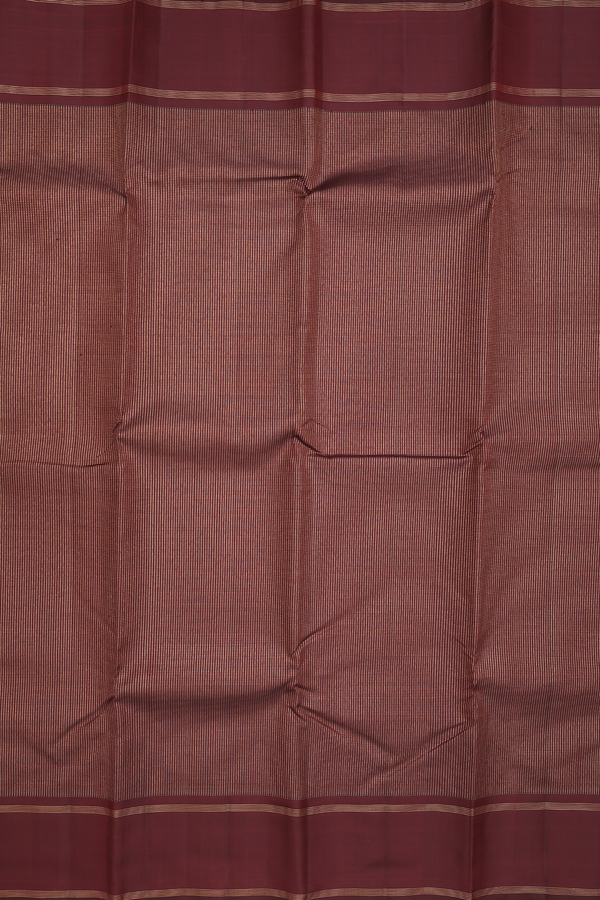 Kanchipuram Silk Saree In Coffee Brown With Stripes Design