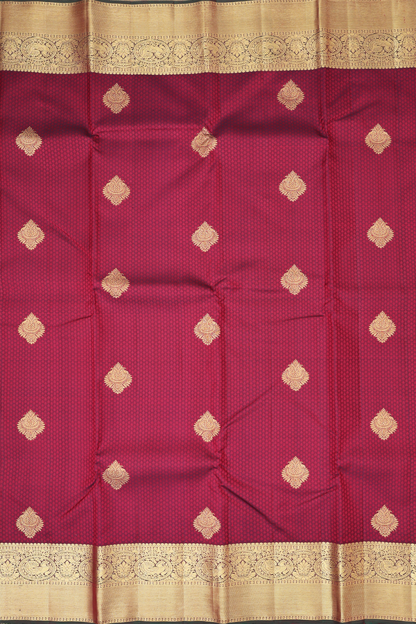 Kanchipuram Silk Saree Burgundy Red With Jacquard Pattern
