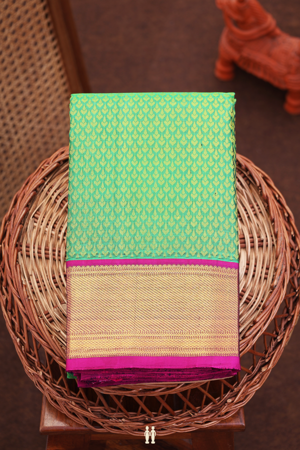 Kanchipuram Silk Saree In Green With Jacquard Design