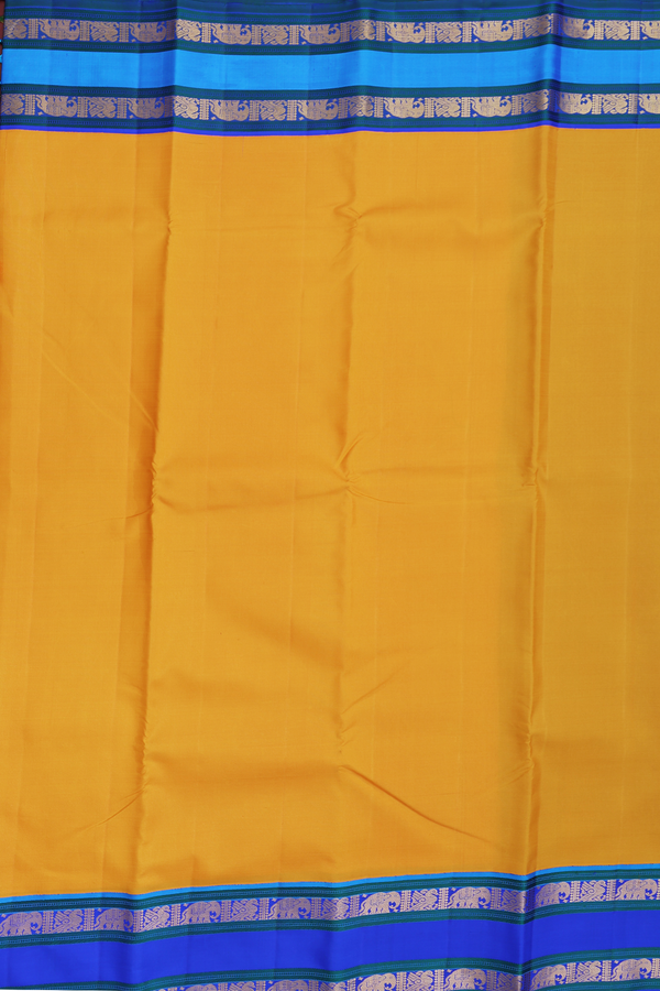 Kanchipuram Silk Saree Mango Yellow With Rettai Pettu Border