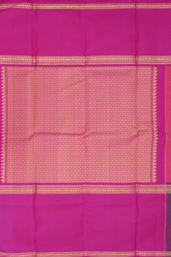 Kanchipuram Silk Saree In Dual Tone With Checks Design