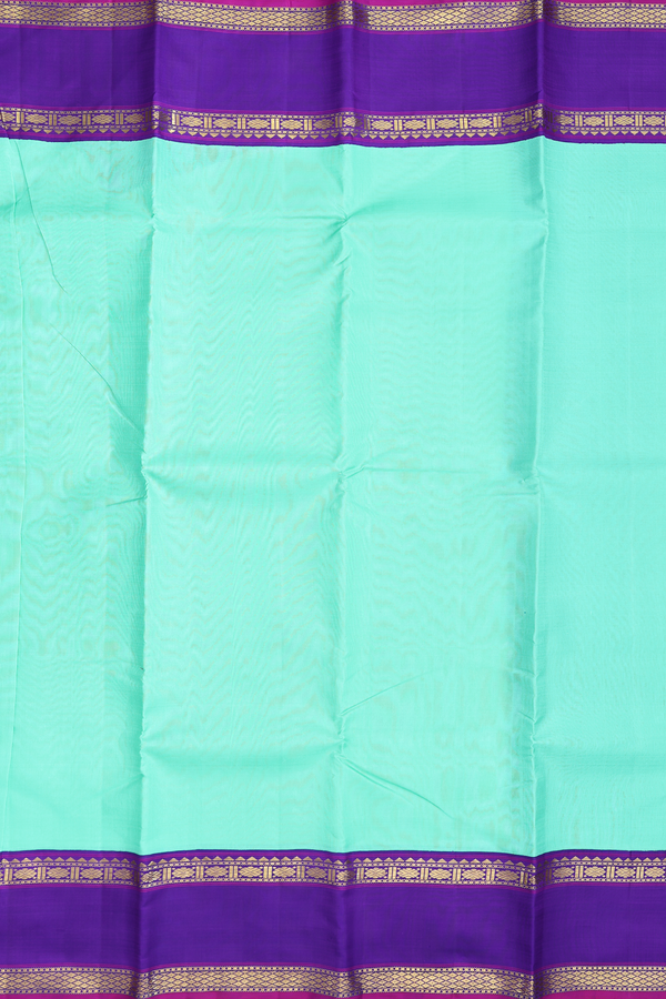 Kanchipuram Silk Saree In Mint Blue With Contrast Border