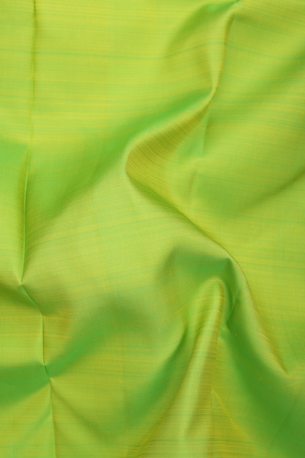 Kanchipuram Silk Saree In Lime Green With Contrast Border