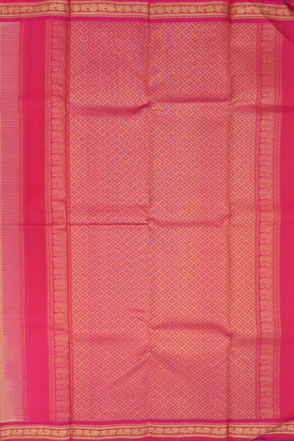 Kanchipuram Silk Saree In White And Brown With Checks Design