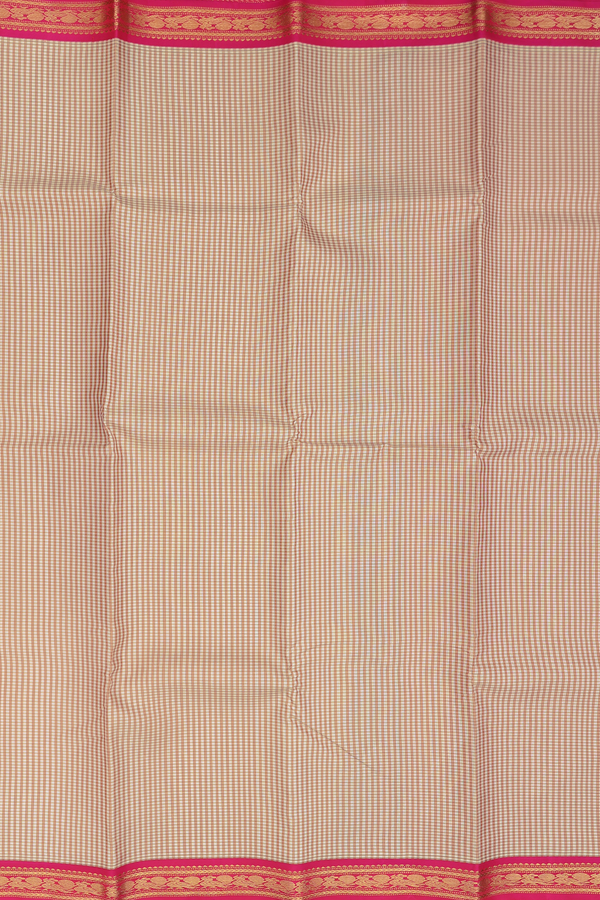 Kanchipuram Silk Saree In White And Brown With Checks Design