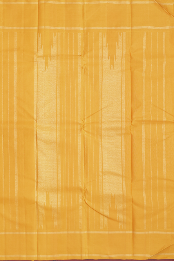 Kanchipuram Silk Saree In Beige With Checks Design