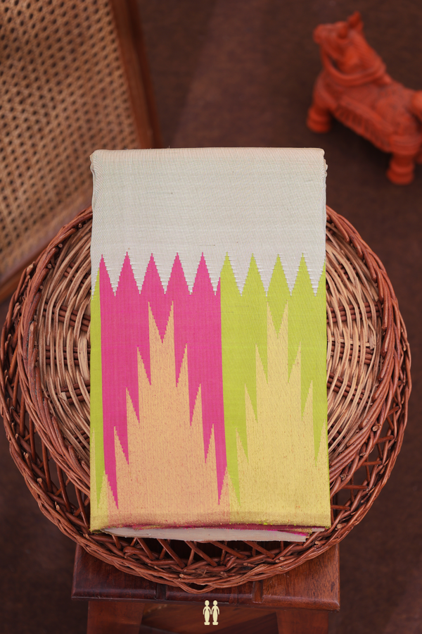 Kanchipuram Silk Saree In Pastel Brown With Temple Border