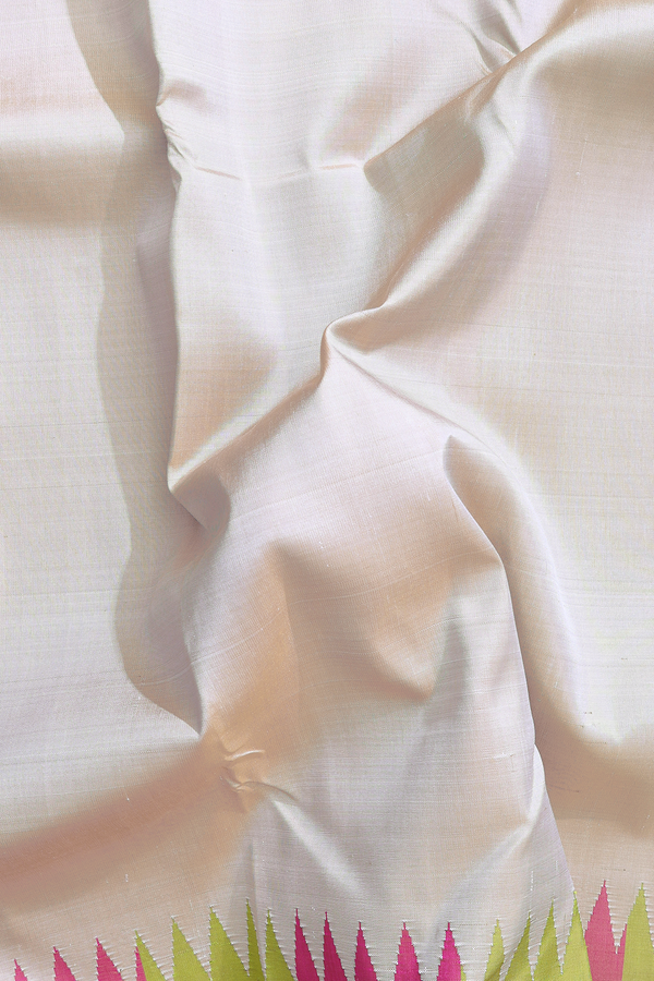 Kanchipuram Silk Saree In Pastel Brown With Temple Border