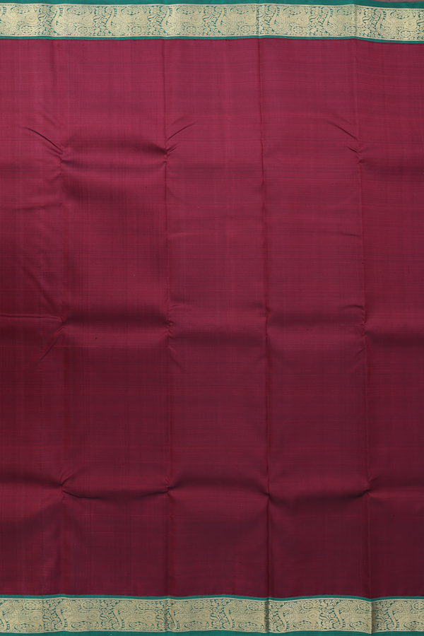 Kanchipuram Silk Saree In Burgundy Red With Contrast Border