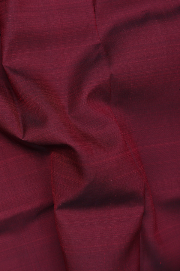 Kanchipuram Silk Saree In Burgundy Red With Contrast Border