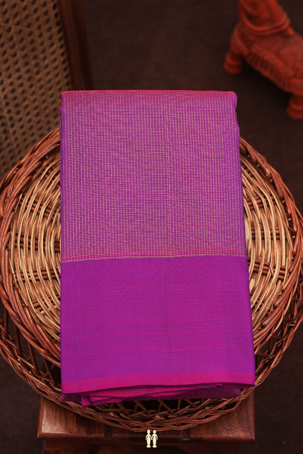 Kanchipuram Silk Saree In Grape Purple With Checks Design