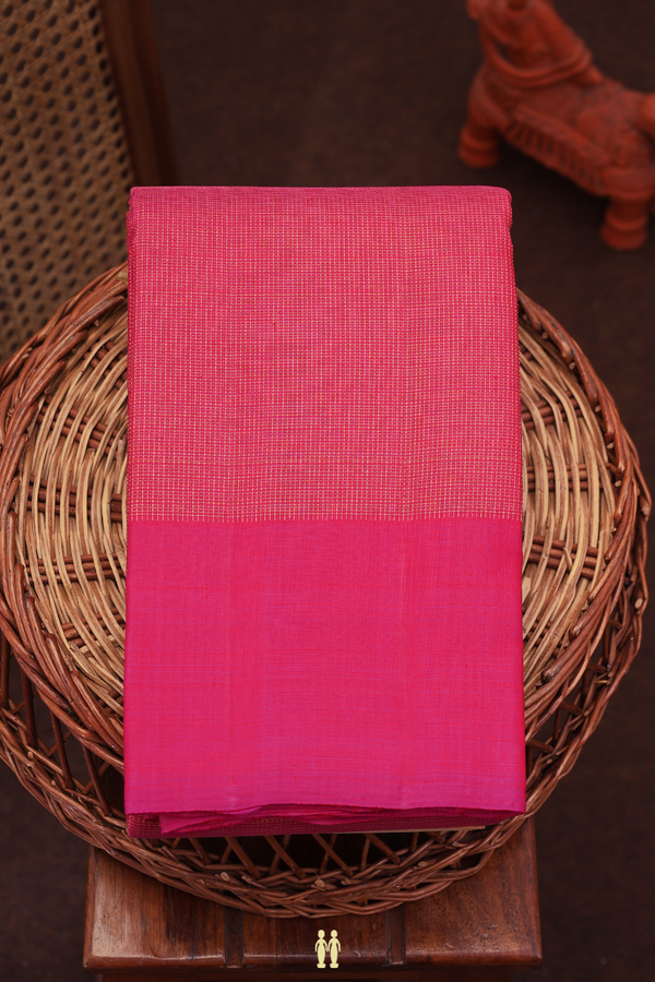 Kanchipuram Silk Saree In Magenta With Checks Design