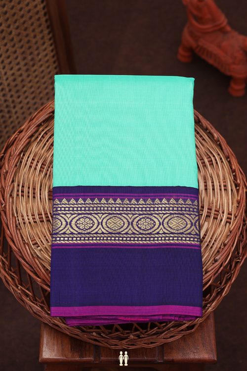 Kanchipuram Silk Saree In Tiffany Blue With Contrast Border