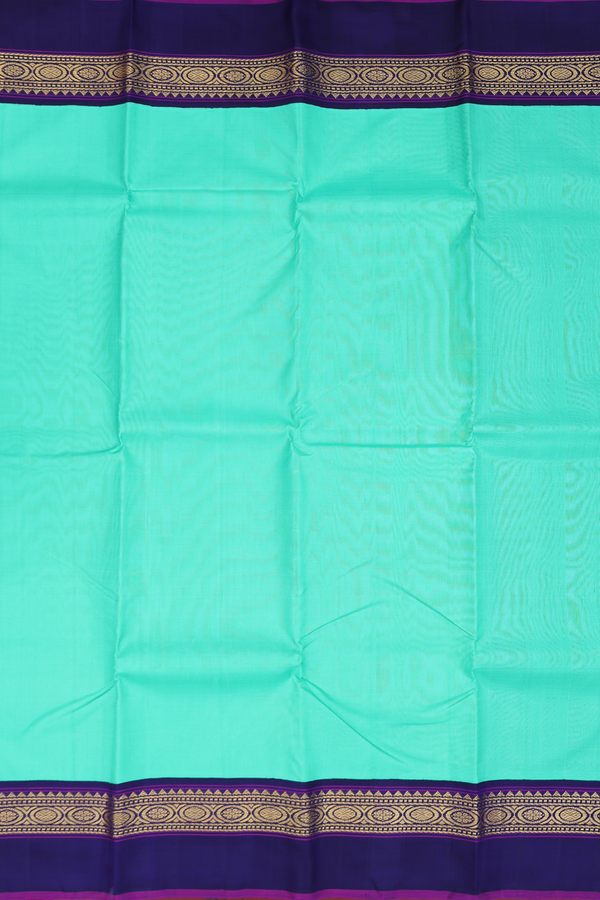Kanchipuram Silk Saree In Tiffany Blue With Contrast Border