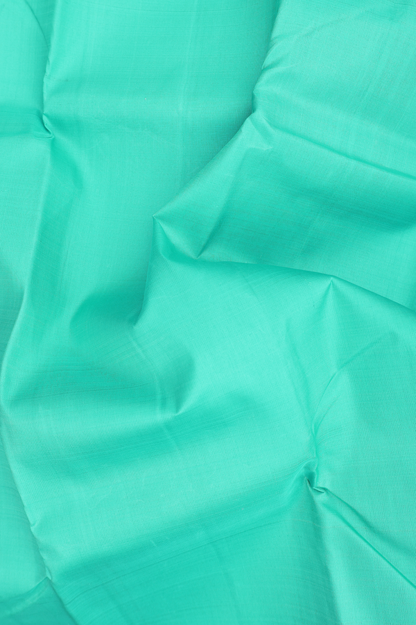 Kanchipuram Silk Saree In Tiffany Blue With Contrast Border