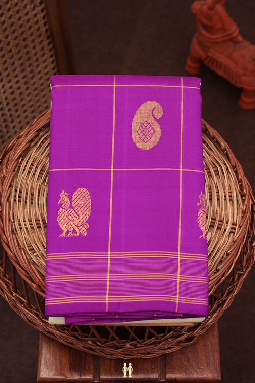 Kanchipuram Silk Saree In White With Contrast Border