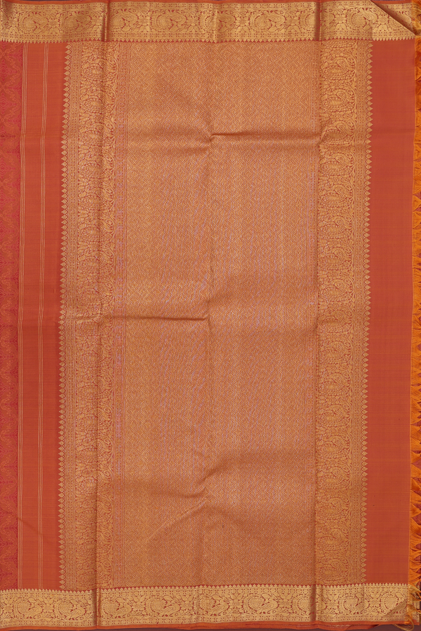 Kanchipuram Silk Saree In Orange With Jacquard Pattern