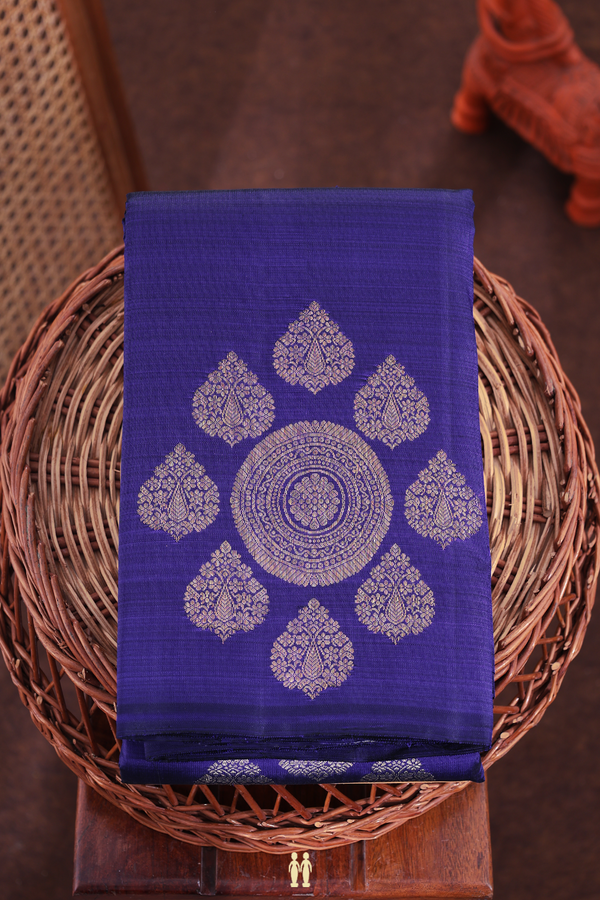 Kanchipuram Silk Saree In Royal Blue With Zari Design