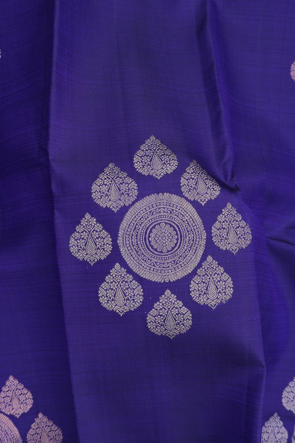 Kanchipuram Silk Saree In Royal Blue With Zari Design