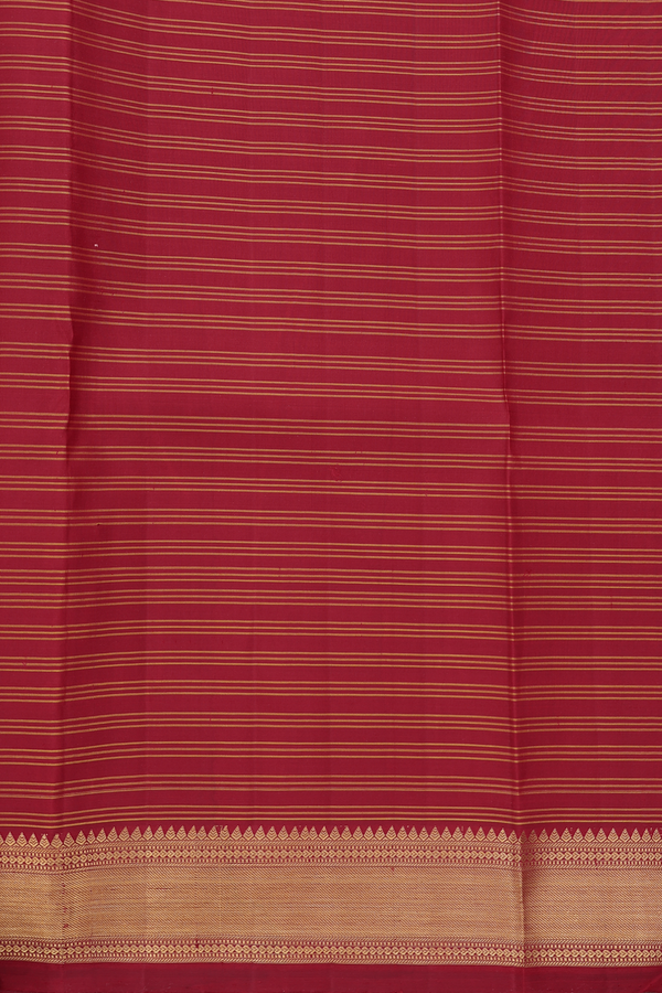 Kanchipuram Silk Saree In Ruby Red With Stripes Design