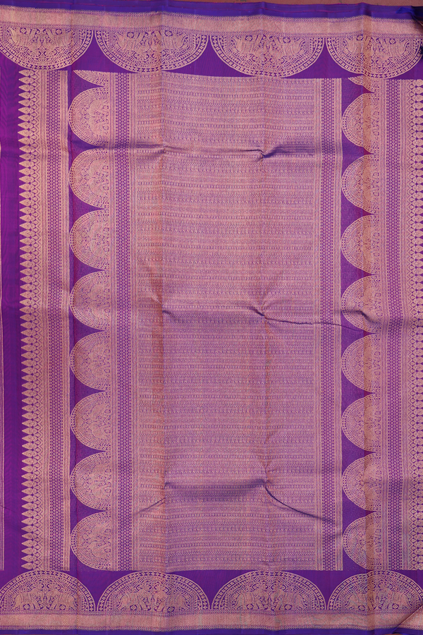 Kanchipuram Silk Saree In Purple With Floral Buttas