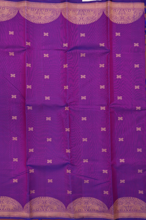 Kanchipuram Silk Saree In Purple With Floral Buttas