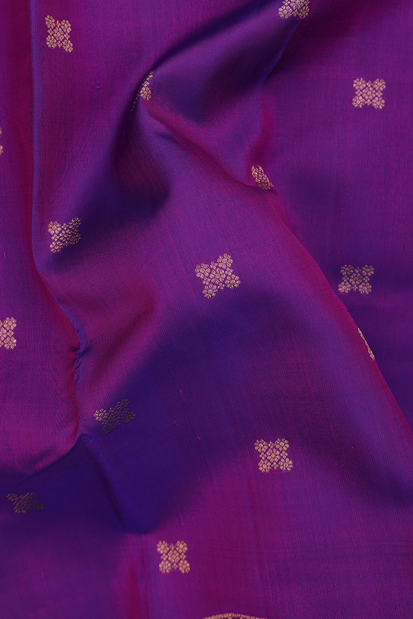 Kanchipuram Silk Saree In Purple With Floral Buttas