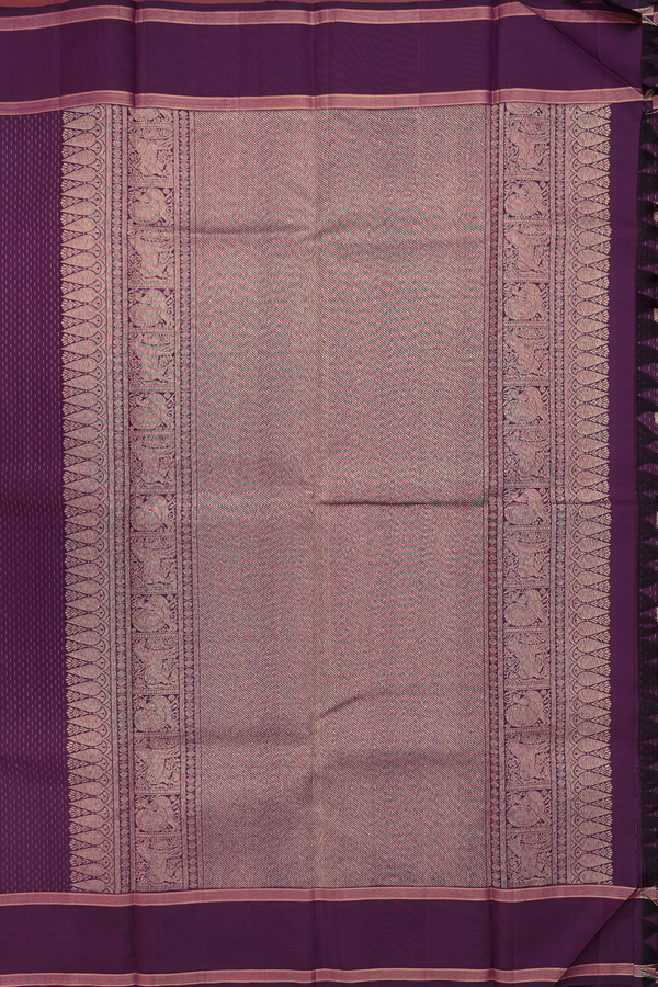 Kanchipuram Silk Saree Regal Purple With Stripes Along Buttas