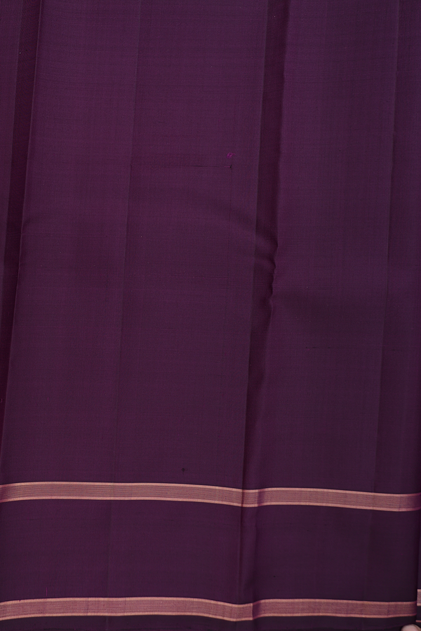 Kanchipuram Silk Saree Regal Purple With Stripes Along Buttas