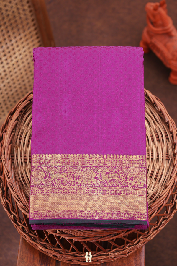 Kanchipuram Silk Saree In Purple With Jacquard Pattern