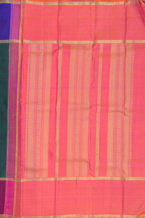 Kanchipuram Silk Saree In Forest Green With Zari Buttas