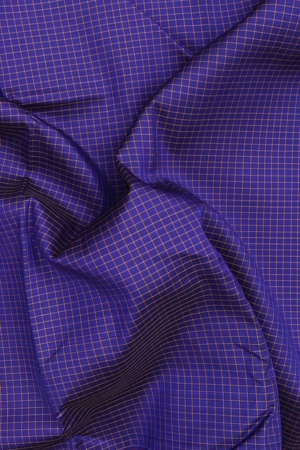 Kanchipuram Silk Saree In Royal Blue With Checks Design