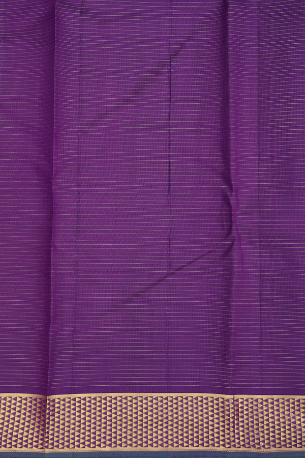 Kanchipuram Silk Saree In Grape Purple With Checks Design