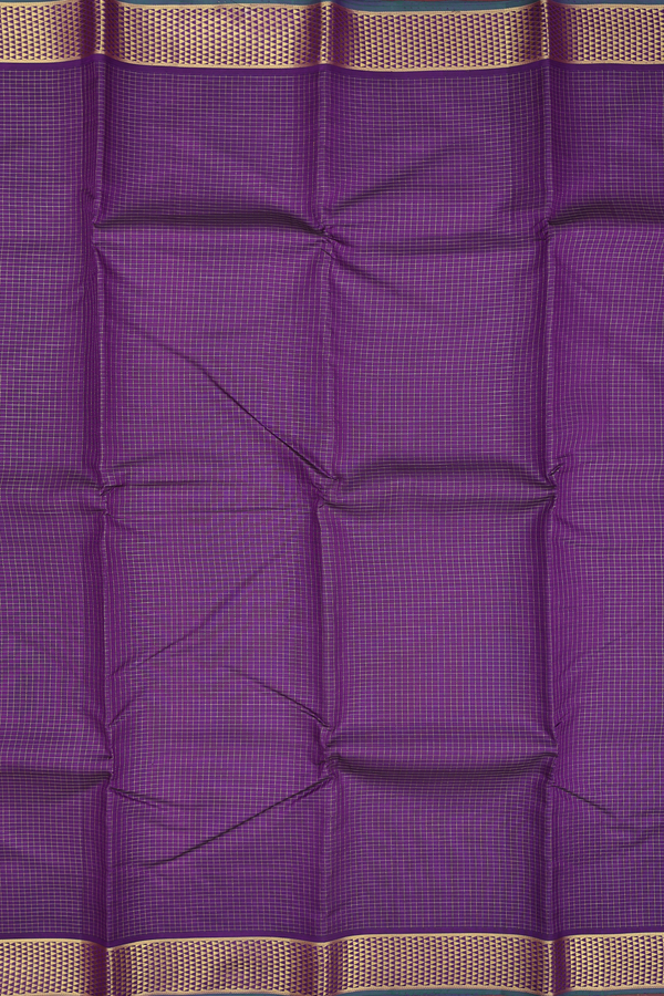 Kanchipuram Silk Saree In Grape Purple With Checks Design