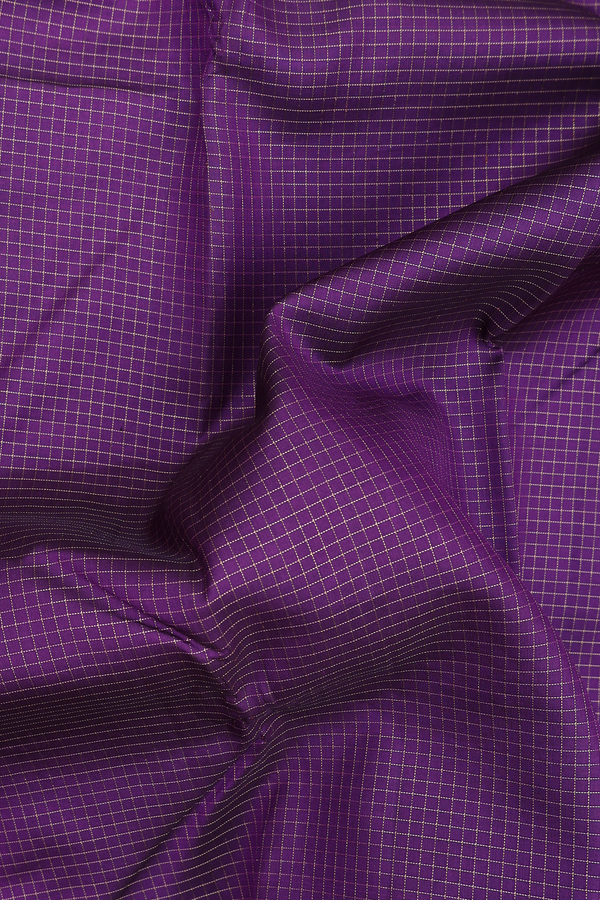Kanchipuram Silk Saree In Grape Purple With Checks Design