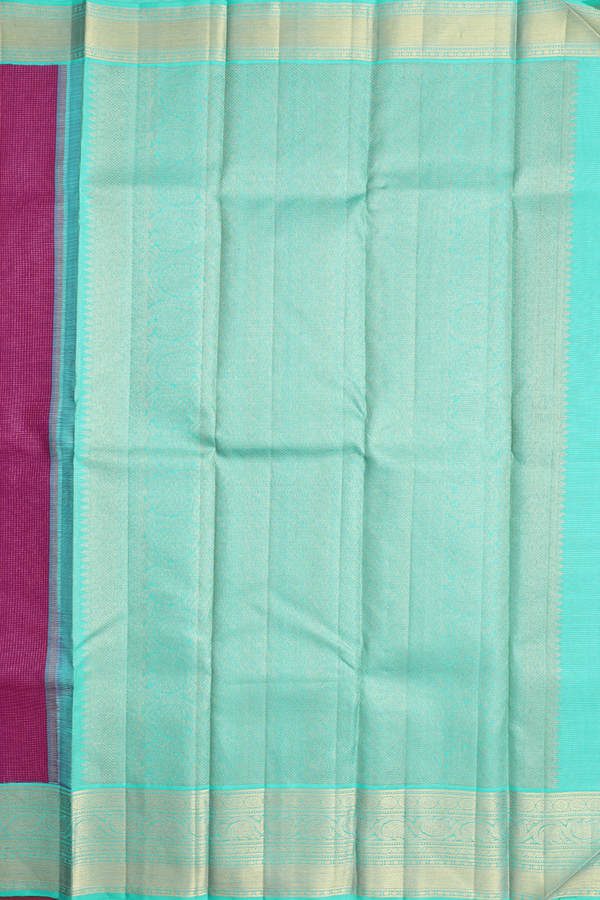 Kanchipuram Silk Saree In Purple Rose With Checks Design