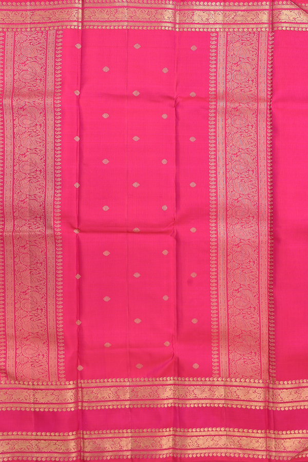 Kanchipuram Silk Saree In Rani Pink With Malli Moggu Buttas