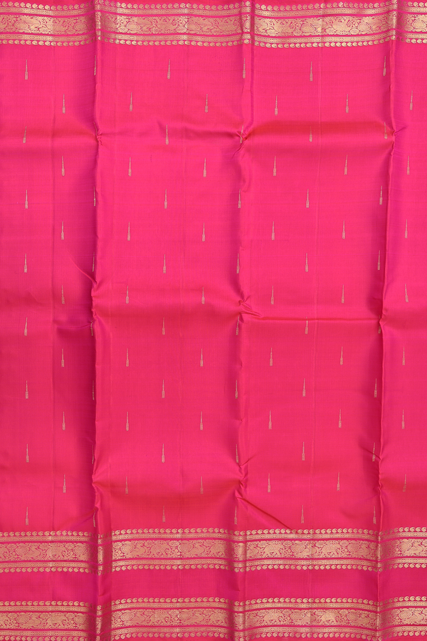 Kanchipuram Silk Saree In Rani Pink With Malli Moggu Buttas
