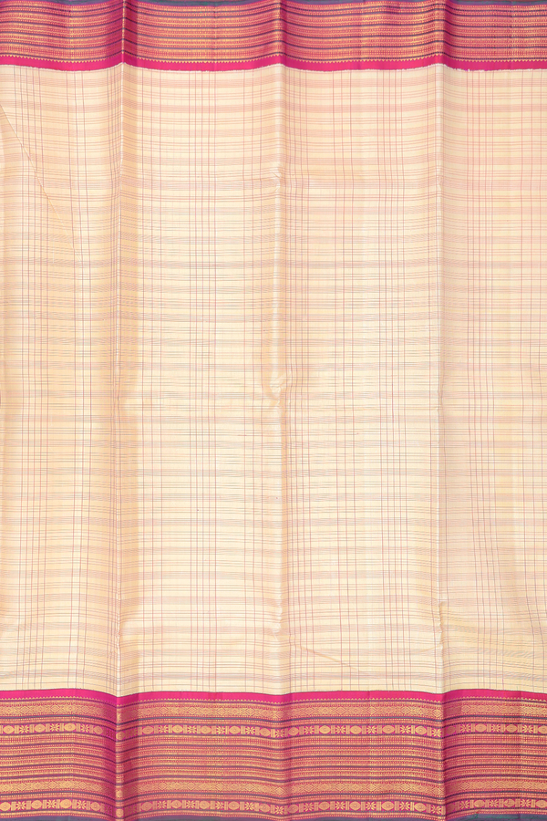 Kanchipuram Silk Saree In Tan Brown With Checks Design